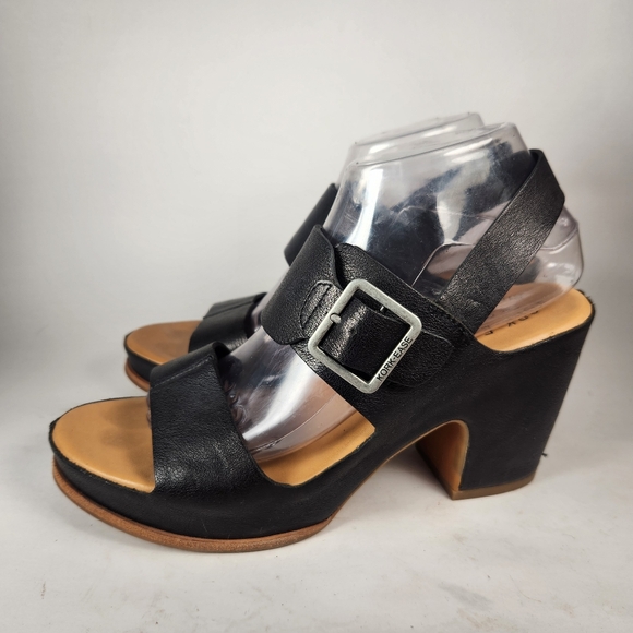KORK EASE Womens San Carlos Sandal Size 9 Black Leather Platform Slingback - Picture 4 of 12